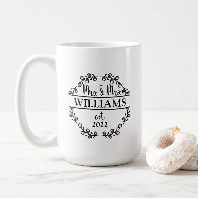 Taza De Café Personalizado Sr. y Sra. Newlyw (Con donut)
