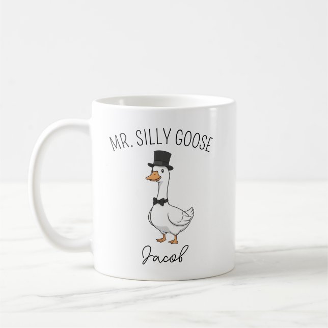 Taza De Café Personalizado Sr. y Sra. Silly Goose Boda Mug Enga (Izquierda)