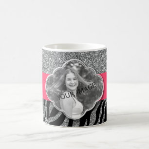 Taza De Café Personalizado Su Purpurina De La Imagen Plata Cebr