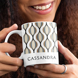Taza De Café Personalizado Taupe Beige Tan Guirnaldas Ogeo Blan