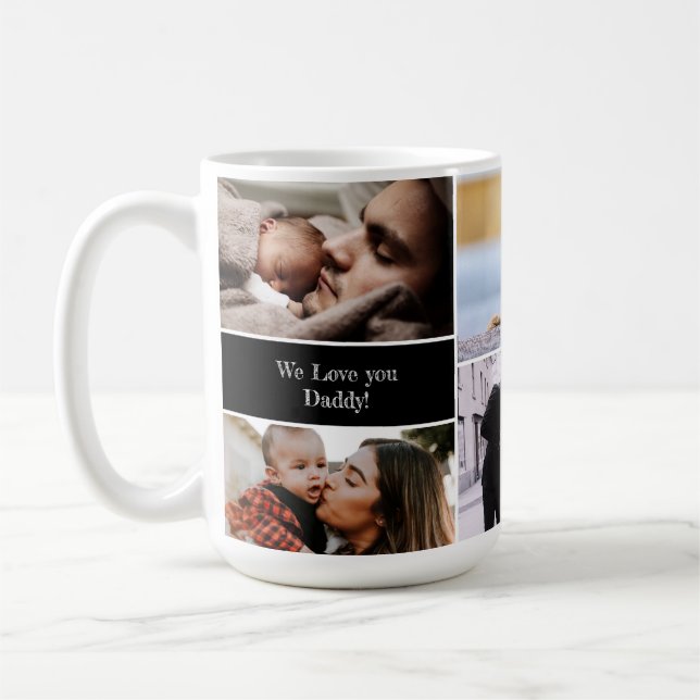 Taza De Café Personalizado Te amamos Collage de fotos de papá (Izquierda)