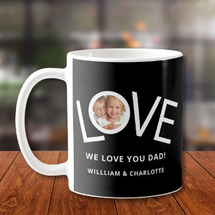 Taza De Café Personalizado Te amamos papá Foto negra