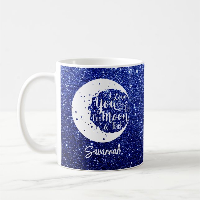 Taza De Café Personalizado te amo a la luna y de vuelta (Izquierda)