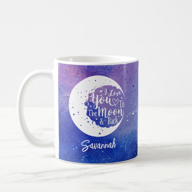 Taza De Café Personalizado te amo a la luna y de vuelta (Izquierda)