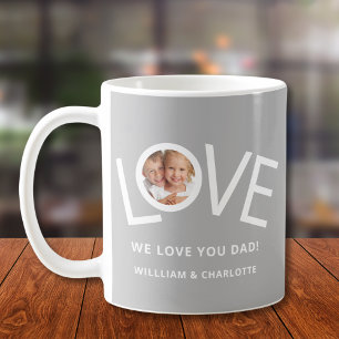Taza De Café Personalizado Te queremos papá Foto Gray
