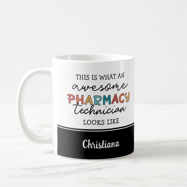 Taza De Café Personalizado Técnico de Farmacia Awesome Funny (Izquierda)