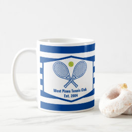 Taza De Café Personalizado Tennis Country Club Blue Striping