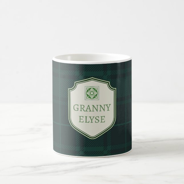 Taza De Café Personalizado Texto Abuela Abuela Granny Green Pla (Centro)