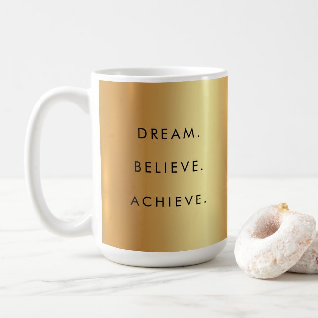 Taza De Café Personalizado Texto exitoso Cita Sueño creer Alcan (Con donut)