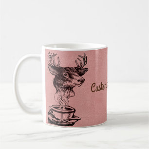 Taza De Café Personalizado Texto/ Rosa Oro Rubor Purpurina rosa