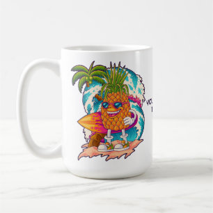Taza De Café Personalizado Texto Surfing Pineapple