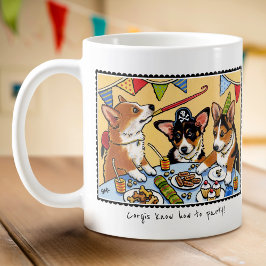 Taza De Café Personalizado Textos Diversión Corgi Dog Fiesta de