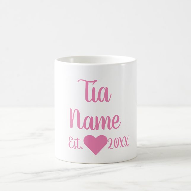 Taza De Café Personalizado Tia Estableció La Mug Rosa (Centro)