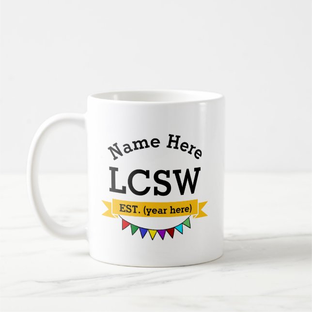 Taza De Café Personalizado trabajador social clínico con licenc (Izquierda)