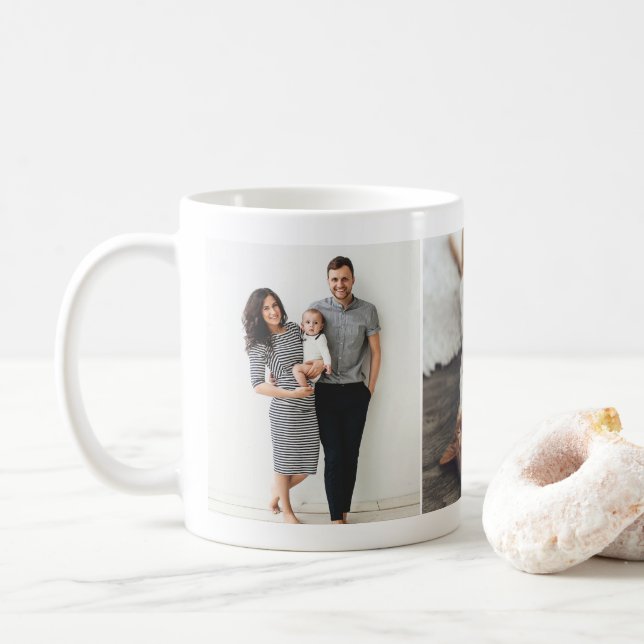 Taza De Café Personalizado Tres Collages de fotos Mug (Con donut)
