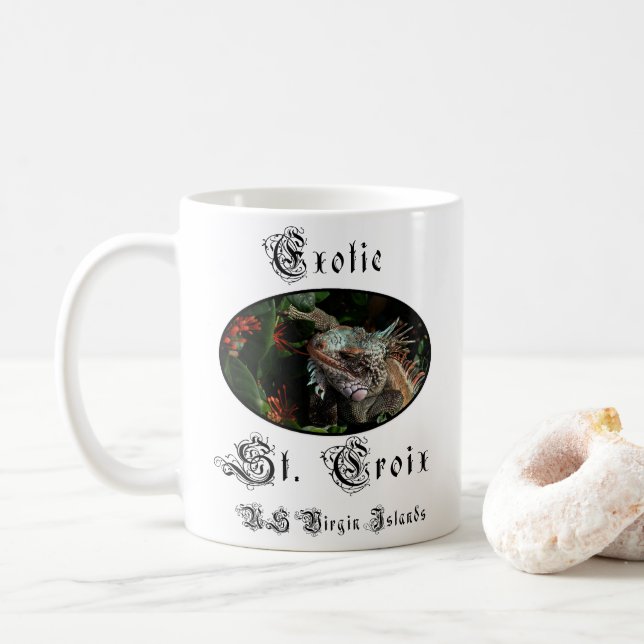 Taza De Café PERSONALIZADO tropical de las Islas Vírgenes de lo (Con donut)