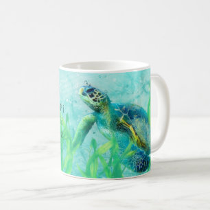 Taza De Café Personalizado tropical elegante de Sea Turtle Ocea