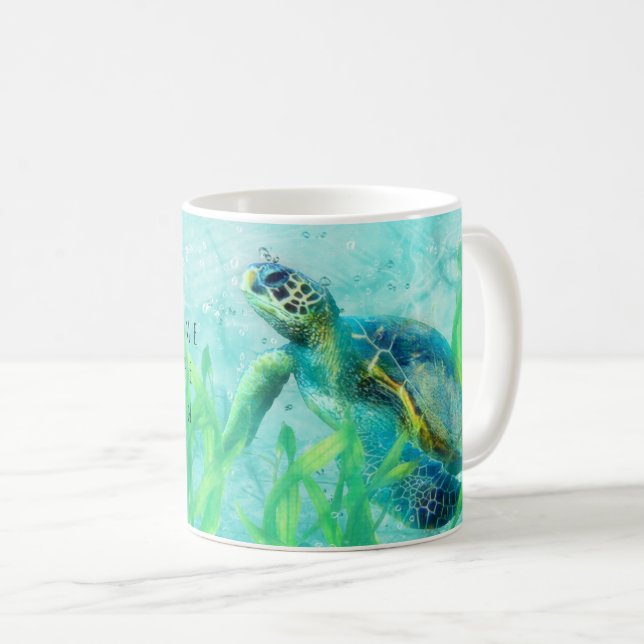 Taza De Café Personalizado tropical elegante de Sea Turtle Ocea (Anverso derecho)