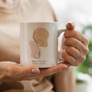 Taza De Café Personalizado, Una Línea, Amor, Boho, Árabe