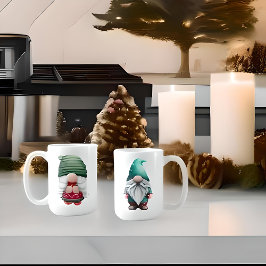 Taza De Café Personalizado Valentine Navidades Gnome Pareja Cor