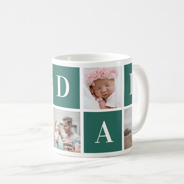Taza De Café Personalizado verde moderno foto que amo a papá Mu (Anverso derecho)