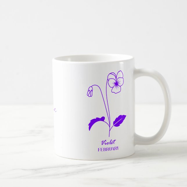 Taza De Café Personalizado Violet Febrero Nombre personalizado  (Derecha)