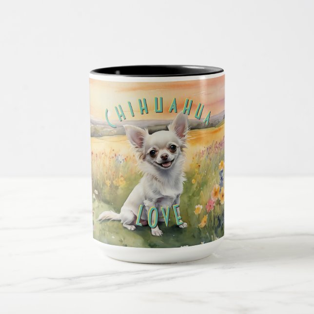 Taza De Café Personalizado White Chihuahua Sunrise, Minilove (Centro)