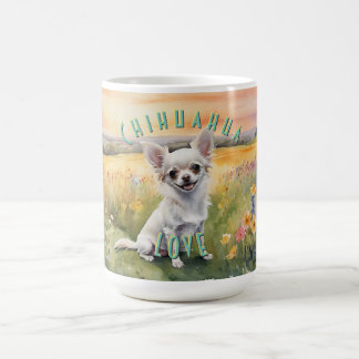 Taza De Café Personalizado White Chihuahua Sunrise, Minilove