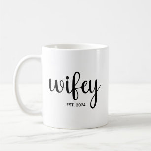 Taza De Café Personalizado Wifey Año EST Aniversario de la pare
