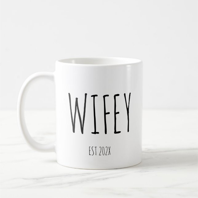 Taza De Café Personalizado Wifey Pareja Boda Mug Aniversario de (Izquierda)