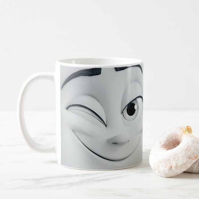 Taza De Café Personalizado Winking Face 3D Mug 10 (Con donut)
