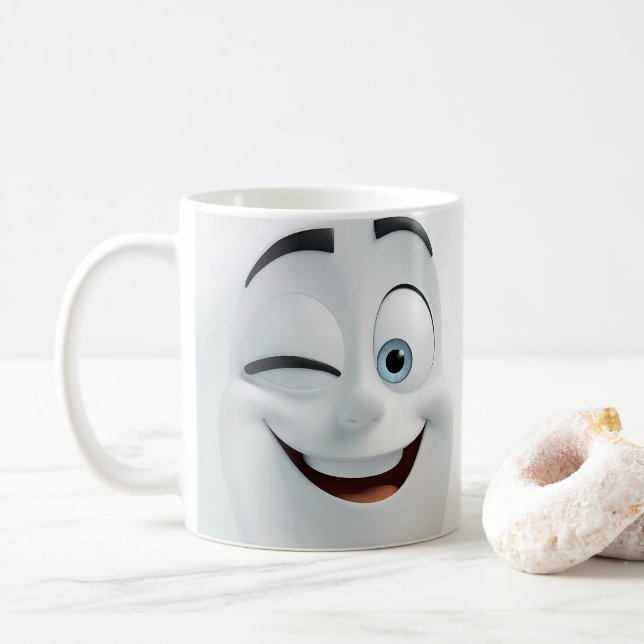 Taza De Café Personalizado Winking Face 3D Mug 3 (Con donut)
