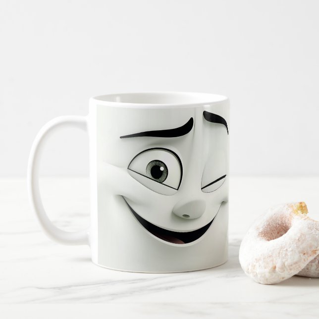 Taza De Café Personalizado Winking Face 3D Mug 9 (Con donut)