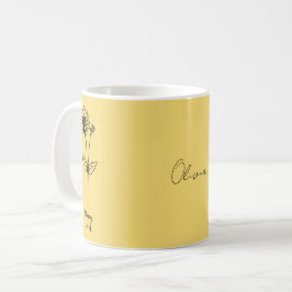 Taza De Café Personalizado Yellow Daisy April Custom Name Mug