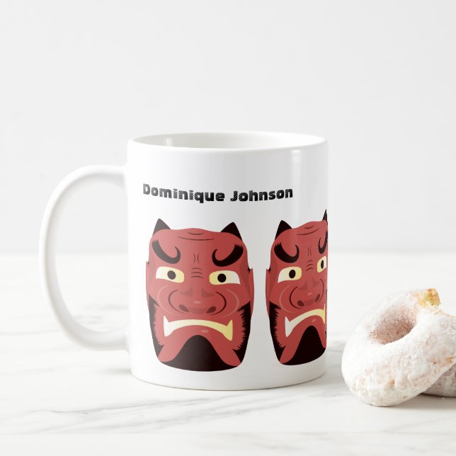 Taza De Café Personalizado Yokai Oni (Demonio Japonés) Mug (Con donut)