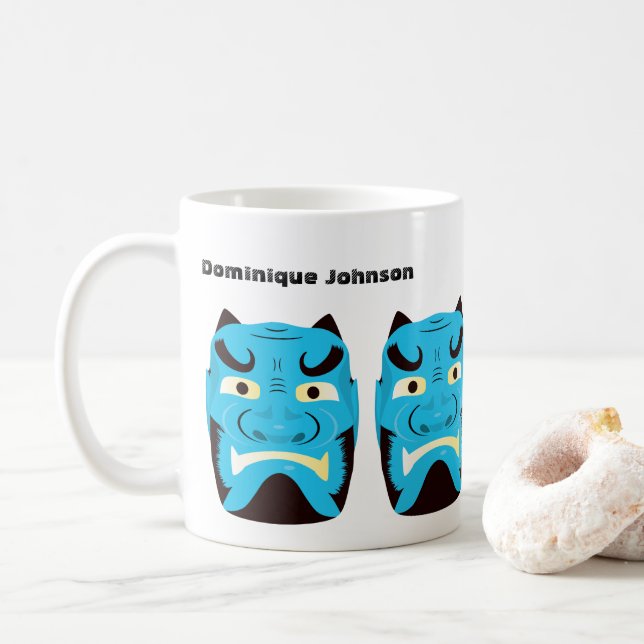 Taza De Café Personalizado Yokai Oni (Demonio Japonés) Mug (Con donut)