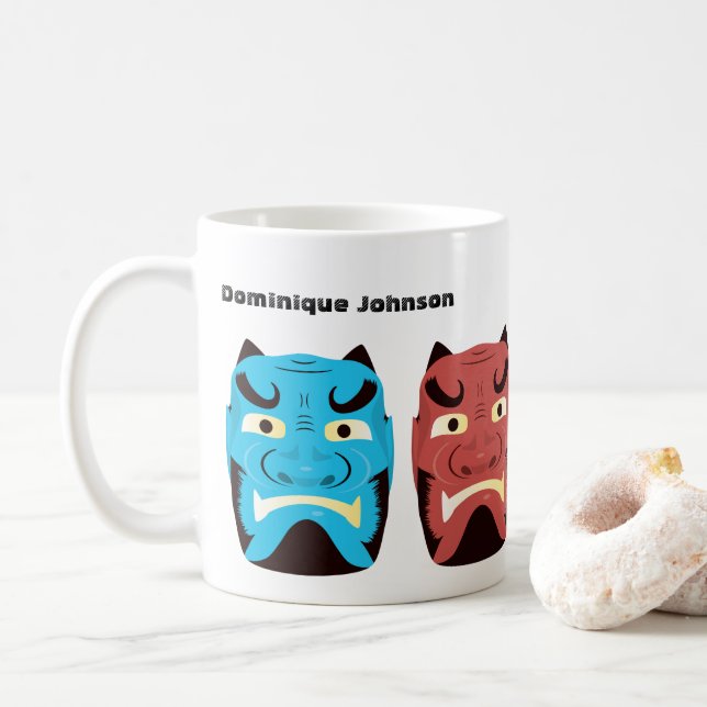 Taza De Café Personalizado Yokai Oni (Demonio Japonés) Mug (Con donut)