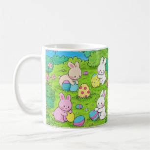 Taza De Café Personalizados Bunnies de Pascua y huevos de color