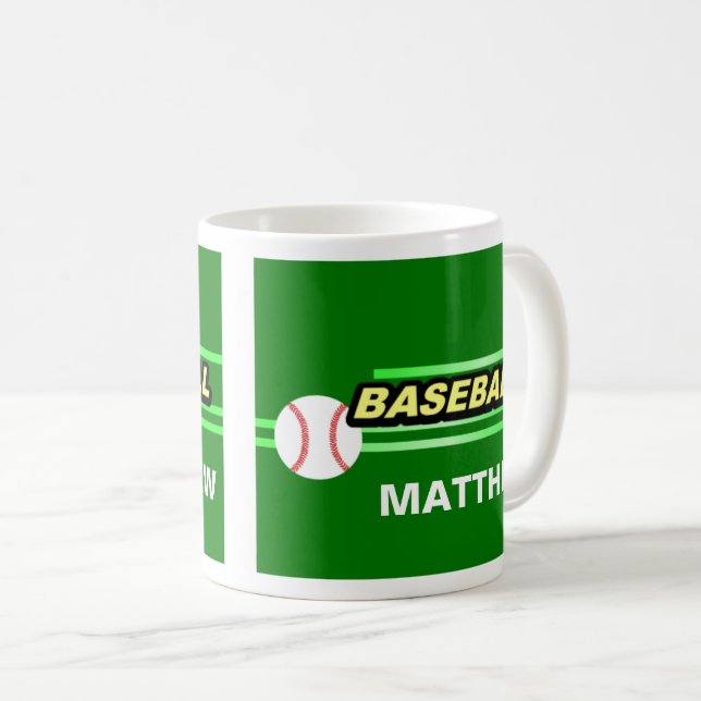Taza De Café Personalizados de béisbol con nombres (Anverso derecho)