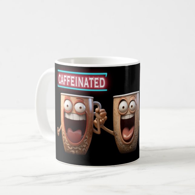 Taza De Café Personalizados graciosos y cafeinados con humor ne (Anverso izquierdo)