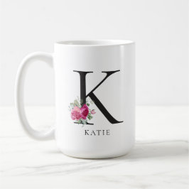Taza De Café ¡Personalízalo! Sweet Peonies Inicial 15oz Mug