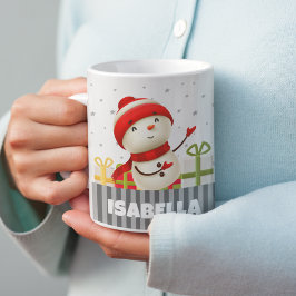 Taza De Café Personalizar con nombre Navidades coloridos de Sno