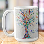 Taza De Café Personalizar de árbol mosaico de estudio de yoga d<br><div class="desc">Promociona tu estudio de yoga con esta taza de personalizable. Está decorado con una impresión de mi diseño de mosaico de Tree of Life. Hay un lugar para el nombre de tu estudio de yoga, así como para tu nombre o el de otro yogui. Diseño original de mosaico © Michele...</div>