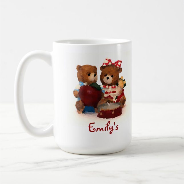 Taza De Café Personalizar de peluche de oso de peluche con su n (Izquierda)
