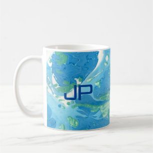 Taza De Café Personalizar el monograma arte abstracto moderno a