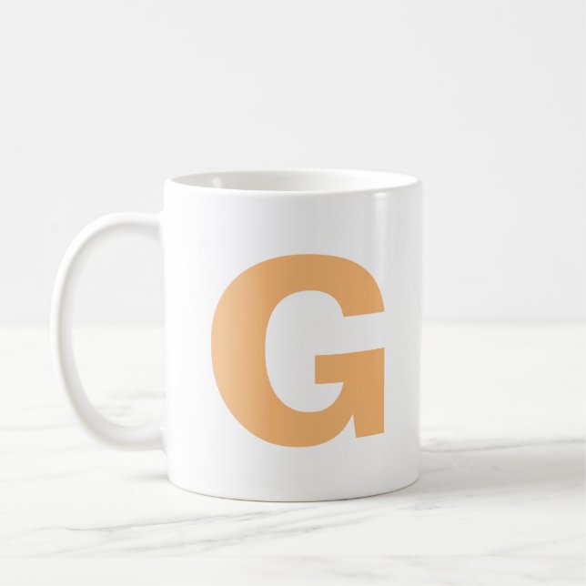 Taza De Café Personalizar el monograma inicial de Naranja de gu (Izquierda)