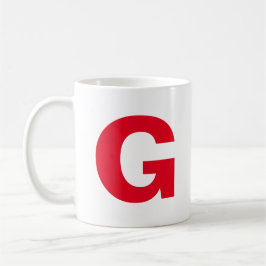 Taza De Café Personalizar el monograma inicial rojo de guión mo