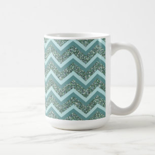Taza De Café Personalizar este Verde azulado Purpurina ZigZag