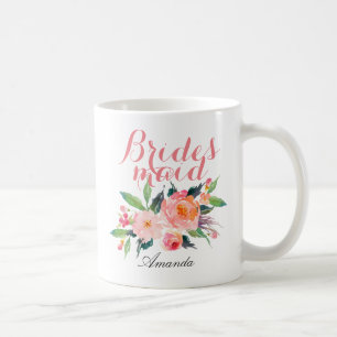 Taza De Café Personalizar Floral Bridesmaid