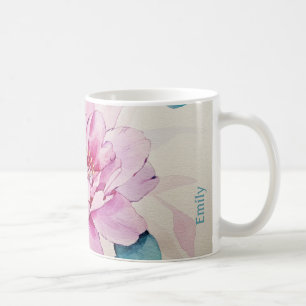 Taza De Café Personalizar la flor acuarela